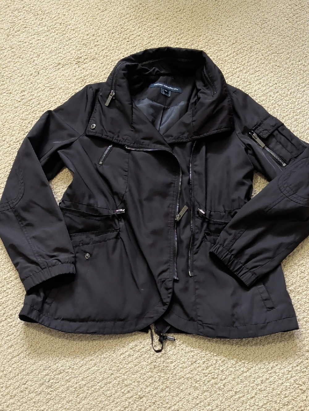 French Connection Black Utility Jacket with Drawcord Waist